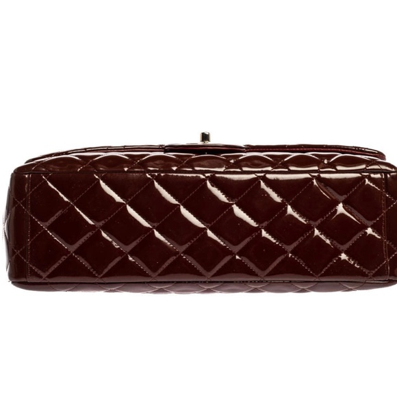 Chanel Burgundy Quilted Patent Leather Maxi Classic Single Flap Bag - Picture 9 of 16